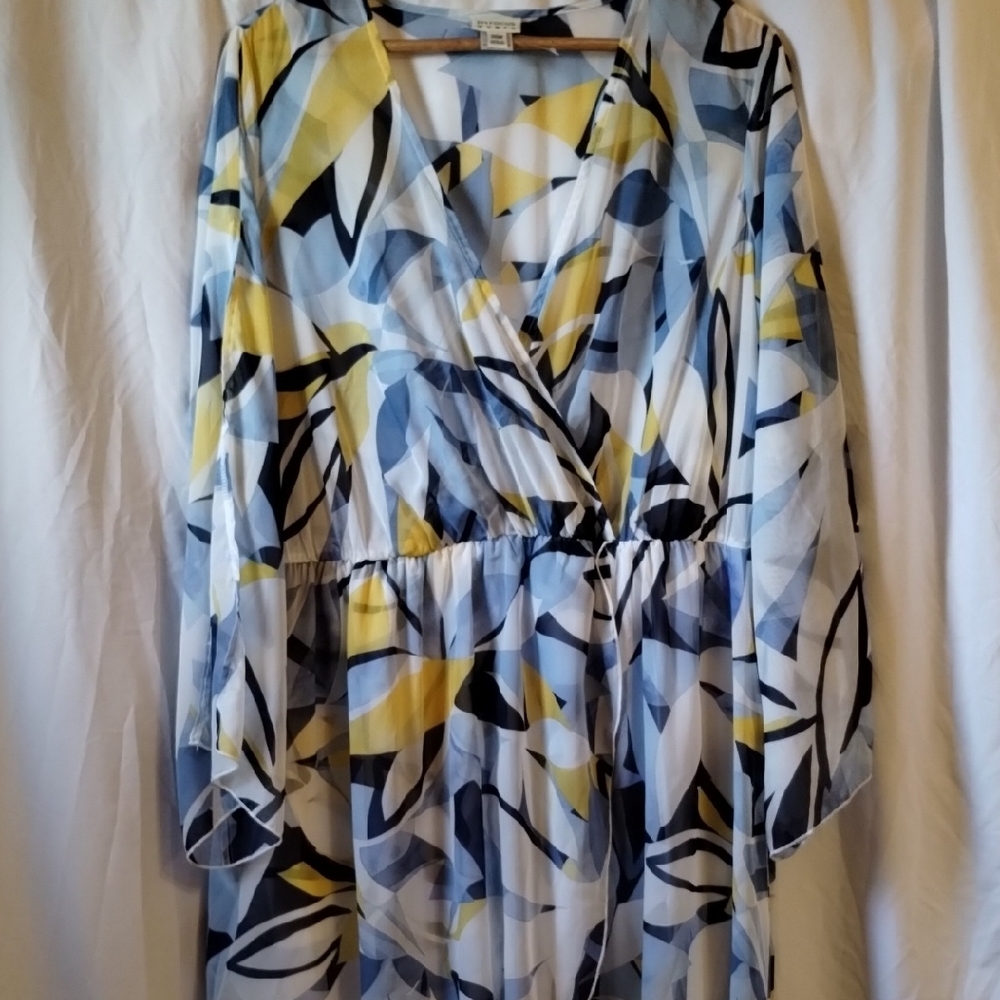 Enfocus Studio Blue and Yellow Abstract Dress